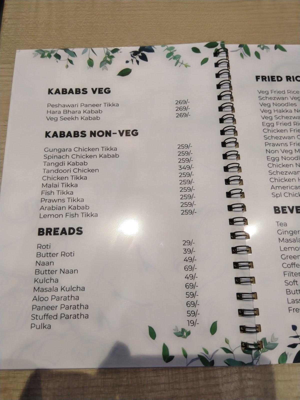 KFC menu