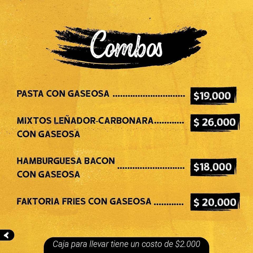 Carta Del Restaurante PIZZA FACTORY Colombia