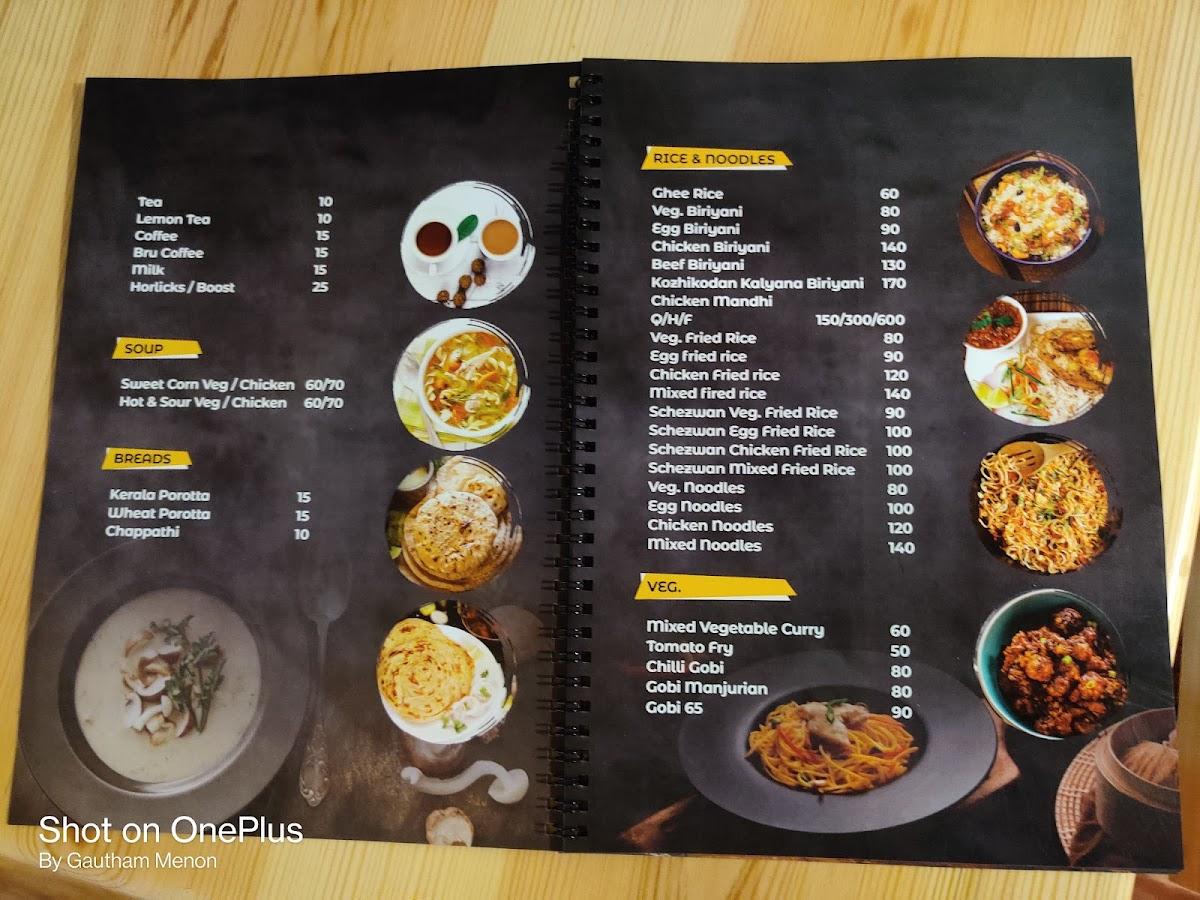 Menu at Golden Thrissur
