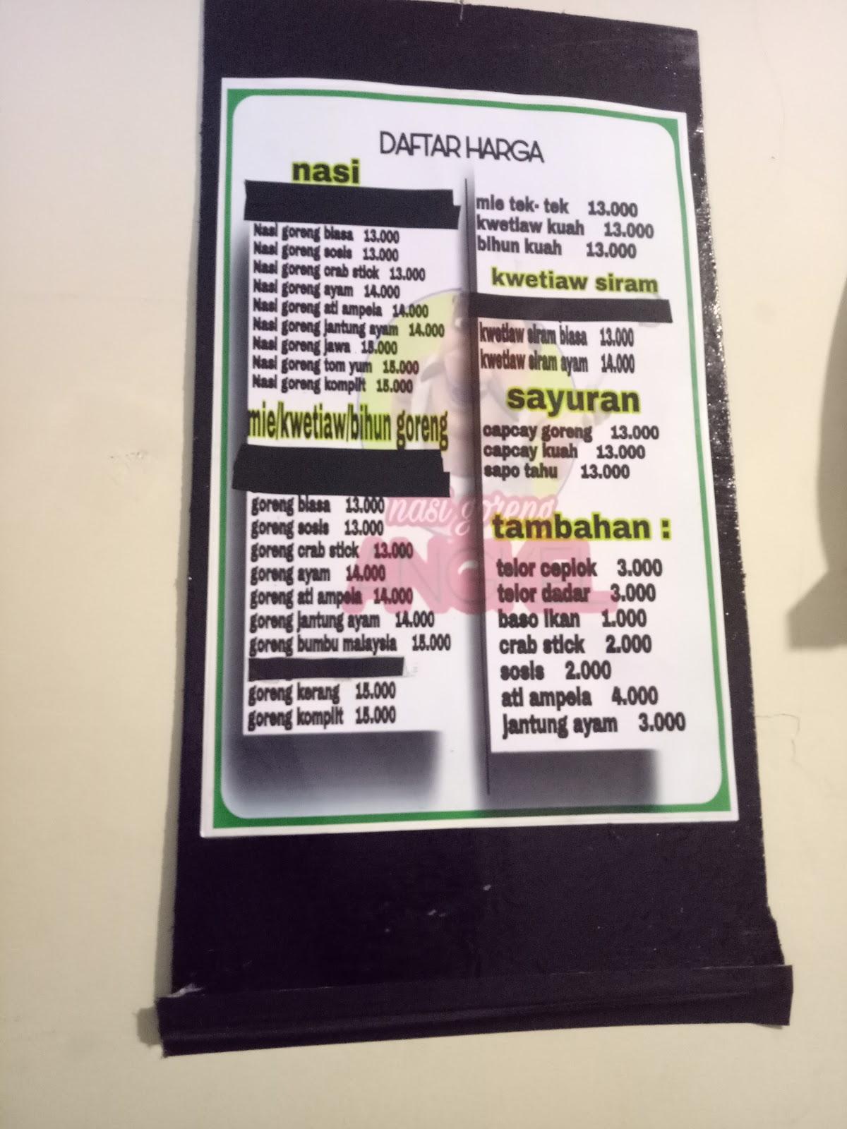 Menu At Nasi Goreng Angkel Restaurant Lembang