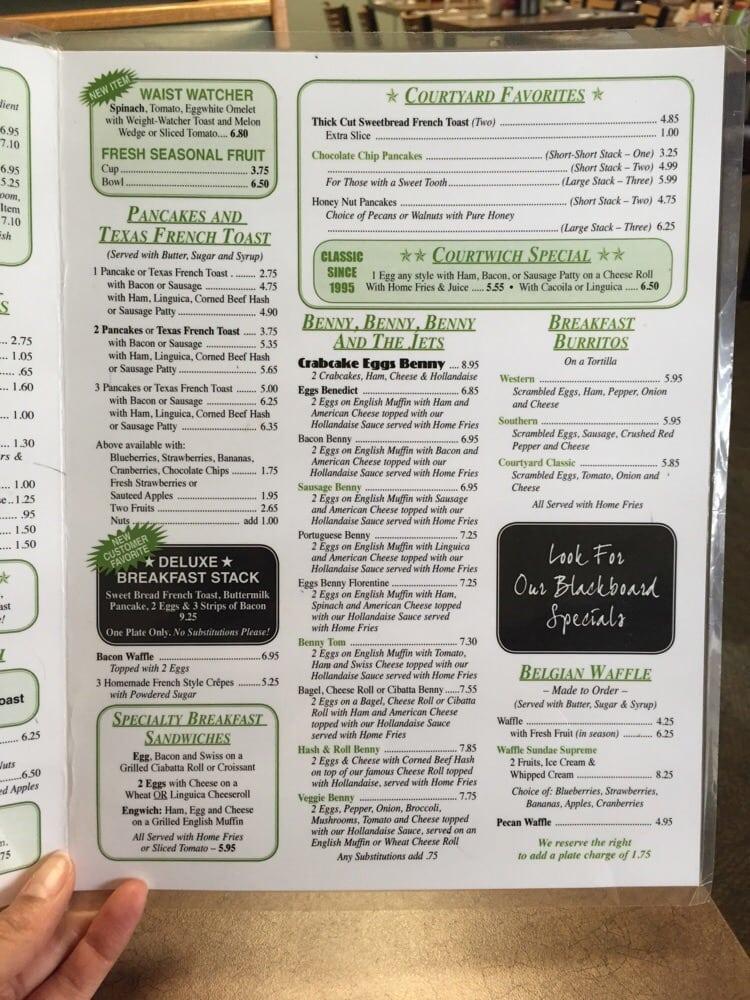 Menu at Courtyard Restaurant, Fairhaven