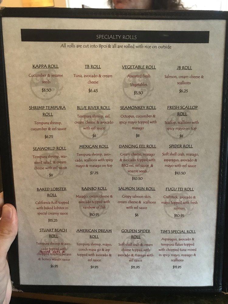 Menu at Fugu Tei Japanese Restaurant, Stuart