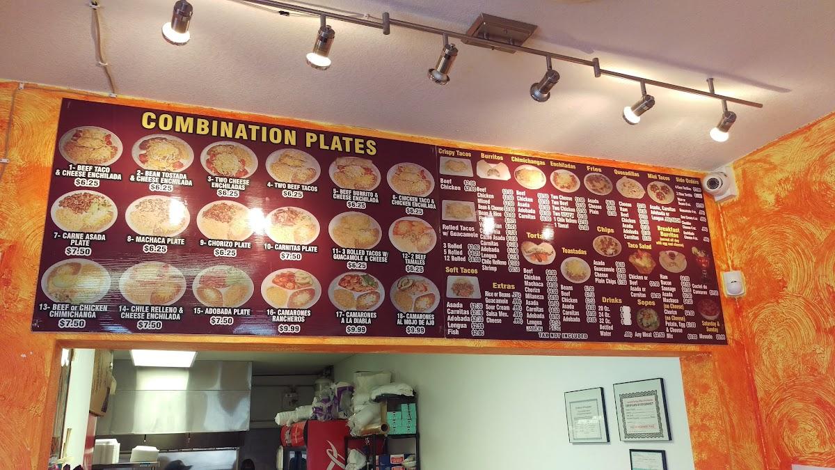 Menu at Antonio's Taco Shop restaurant, Scottsbluff