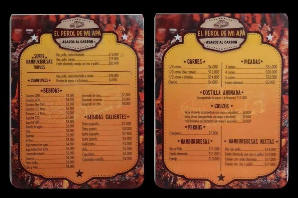 Carta del restaurante El Perol del mi Apa, Popayán, Cra. 11 18 Norte1
