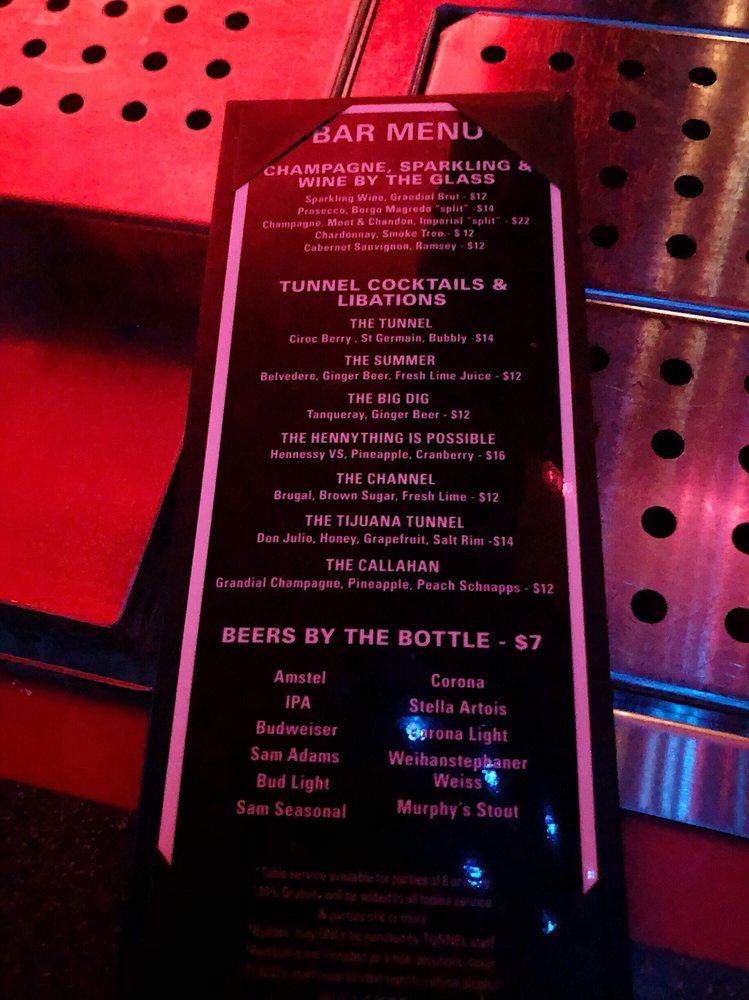 Menu at Tunnel pub & bar, Boston