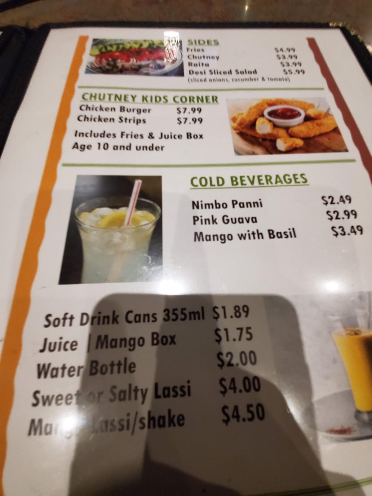 Menu at Chutney ( West ) Restaurant, Edmonton