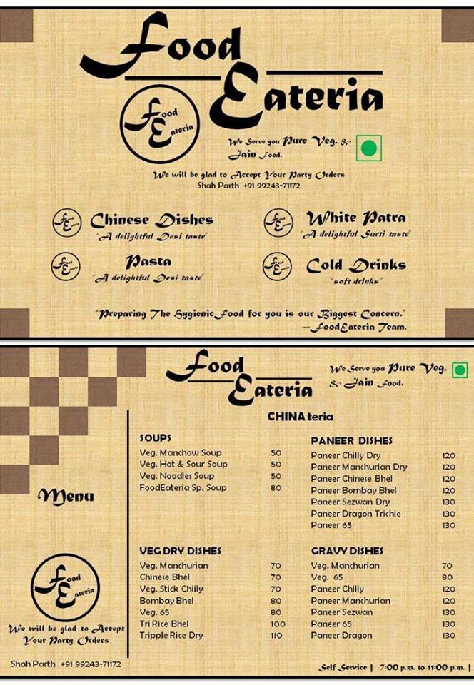 FoodEateria menu