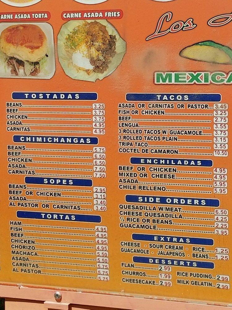 Menu at Los Alazanes Mexican Food desserts, Victorville, Mariposa Rd