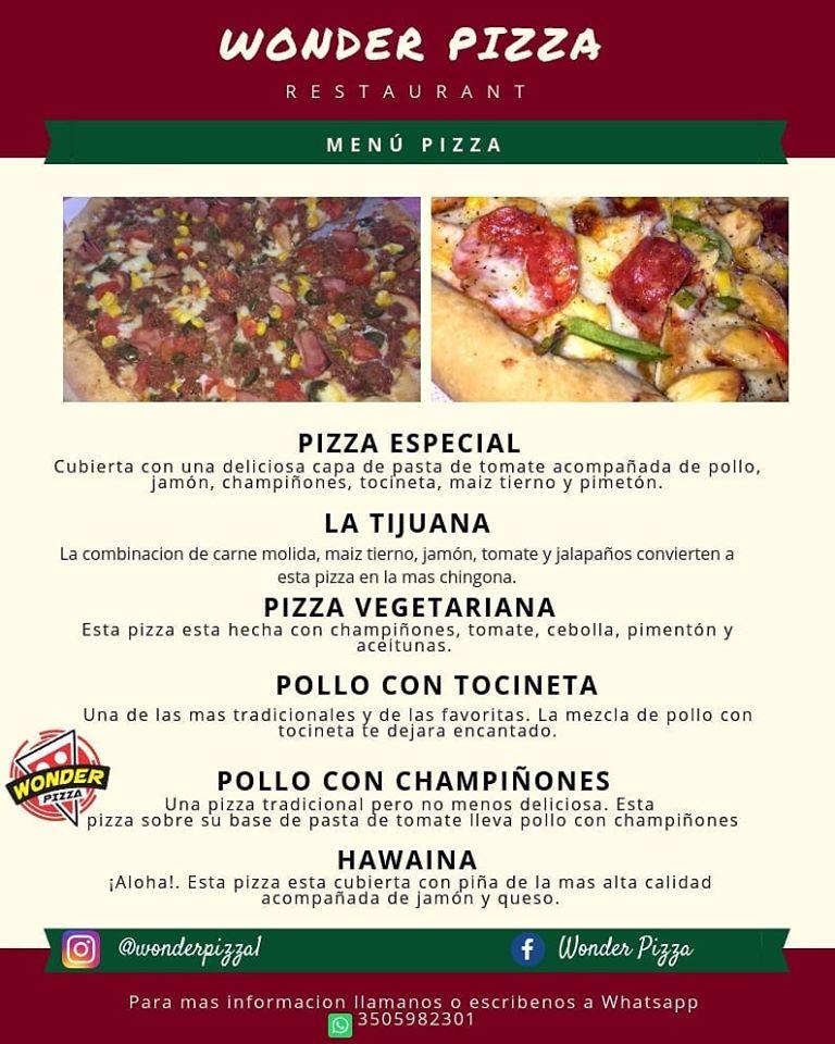 Menu at Wonder Pizza pizzeria, Cúcuta