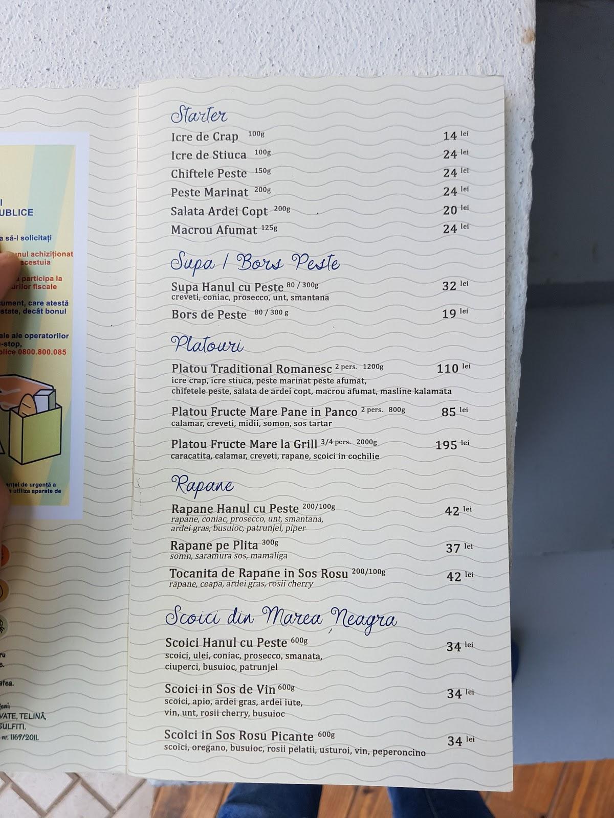 Menu At Hanul Cu Pe Te Mamaia Sat