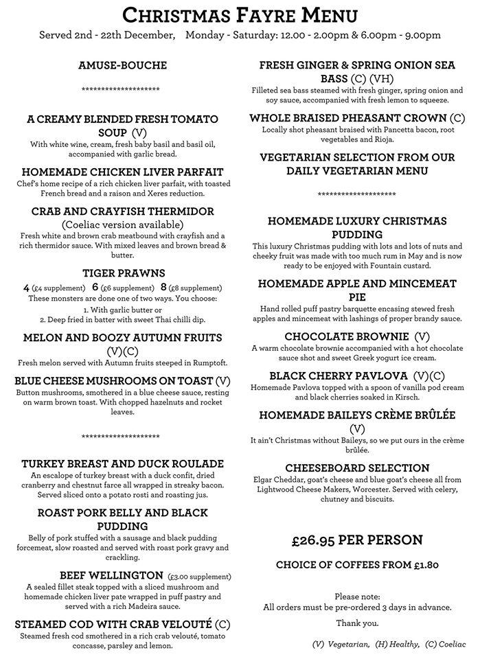 Menu at The Fountain pub & bar, Clent