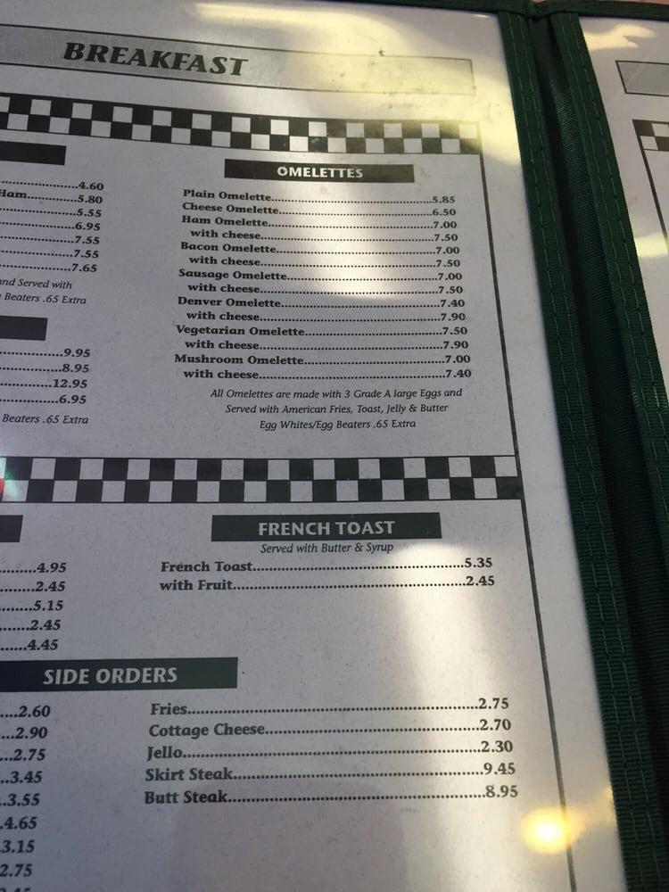 Menu at Uncle Bill's Diner restaurant, Roselle