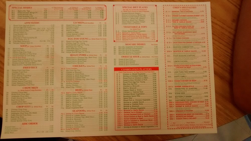 Menu at Handy Kitchen Chinese Restaurant, Durham, N Roxboro St 10
