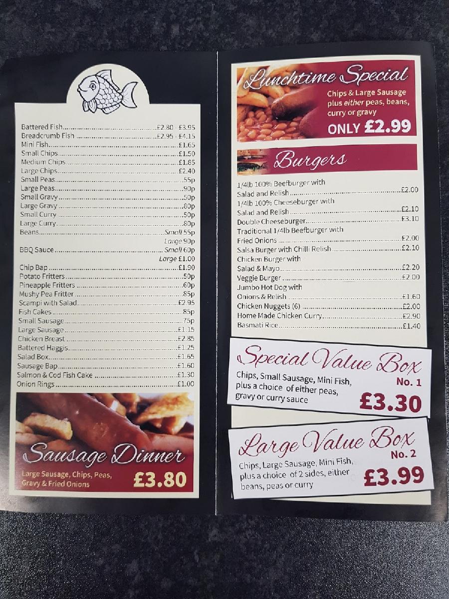 Menu At Lower Heath Chip Shop Restaurant Congleton Menu At Lower Heath Chip Shop Restaurant Congleton