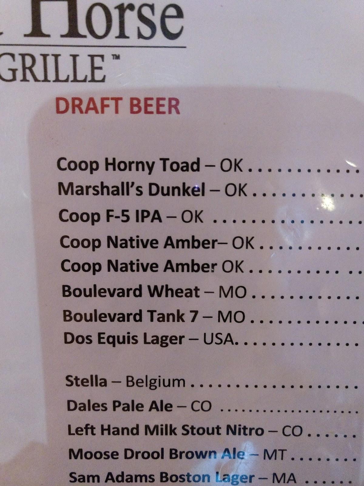 Menu at Painted Horse Bar & Grille, Bartlesville