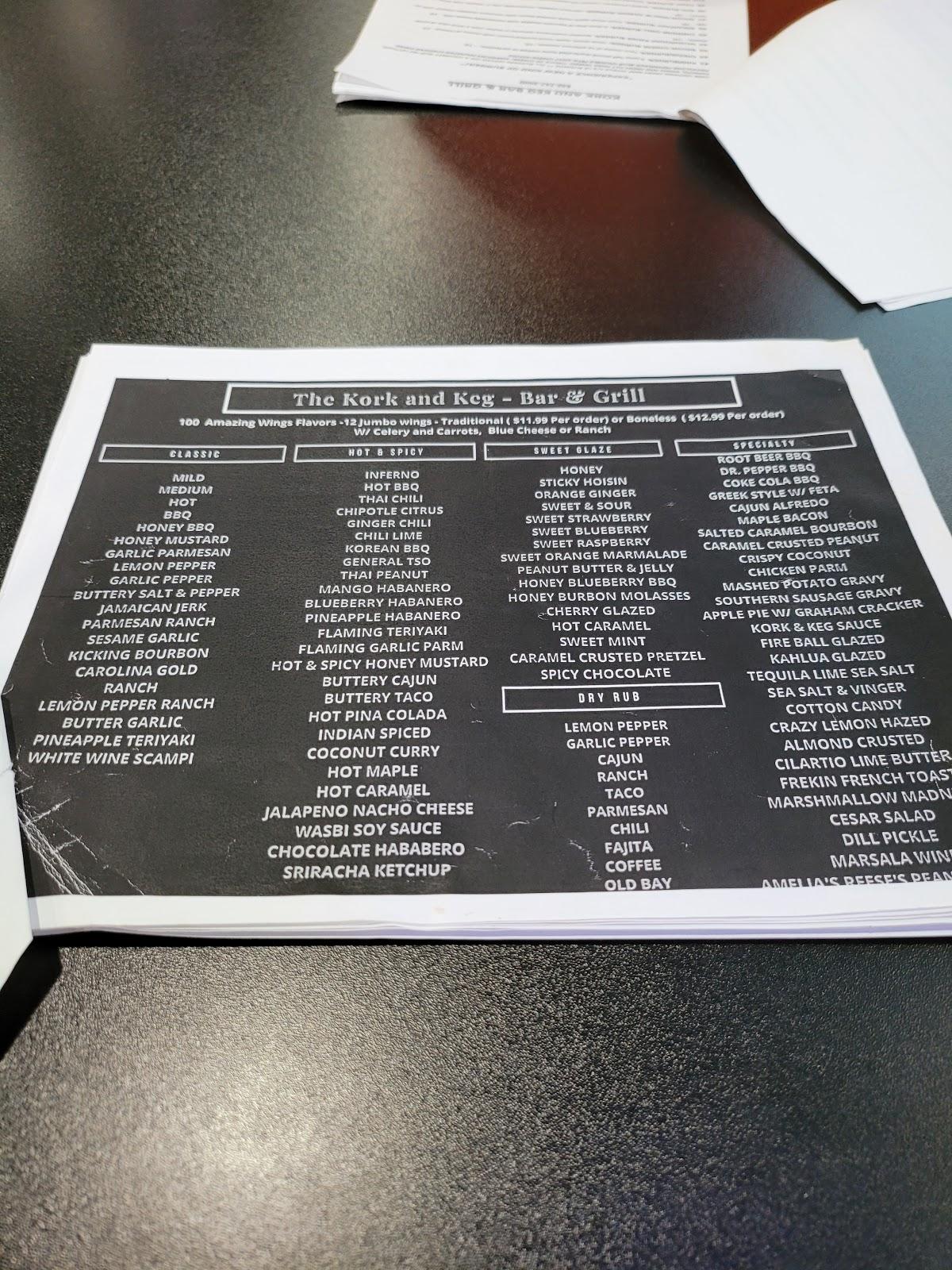 Menu at The Kork and Keg Bar & Grill, Liberty