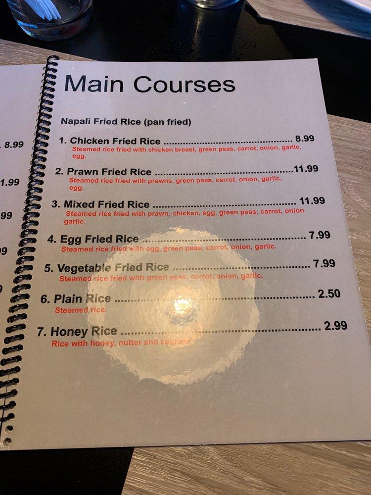 Menu at Ginger Garlic Nepalese Cuisine restaurant, Regina