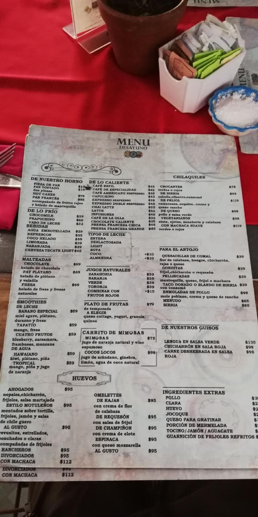 Menu at La Casa De Los Platos restaurant Guadalajara São Paulo 2367