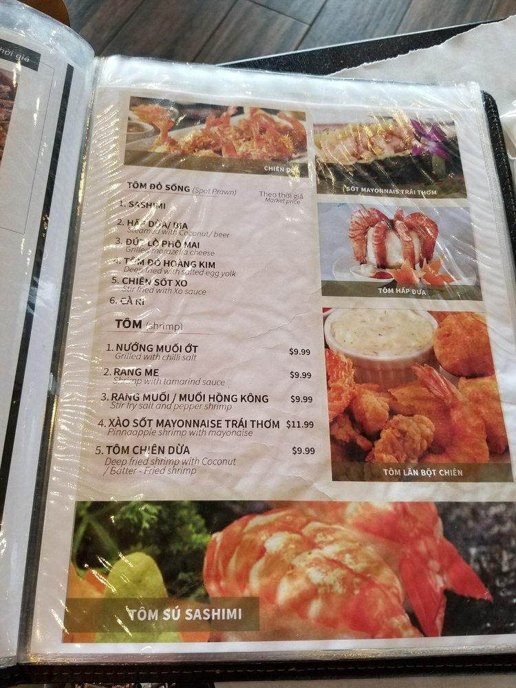 Menu at Tràm Chim Live King Crab restaurant, Westminster, Beach Blvd A