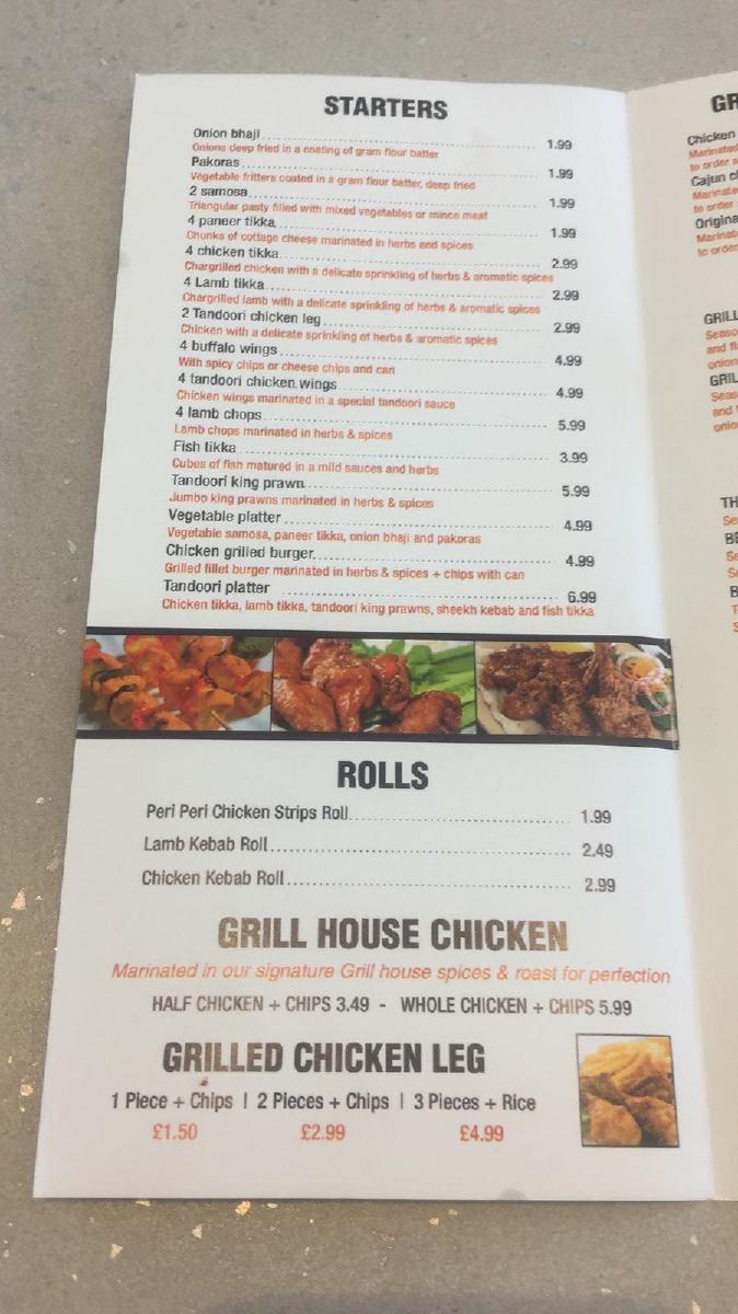 Menu at Grill House Kidbrooke restaurant, London
