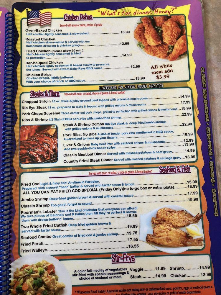 Menu at Paradise Bar & Grill, Plover