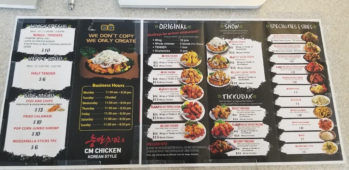 Menu at CM Chicken restaurant, Waipahu