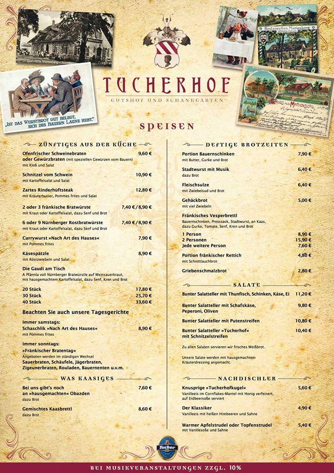 Speisekarte Von Tucherhof Restaurant N Rnberg