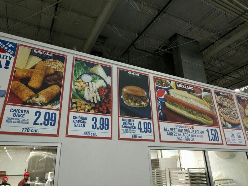 Menu at Costco Food Court restaurant, Gilroy, Camino Arroyo