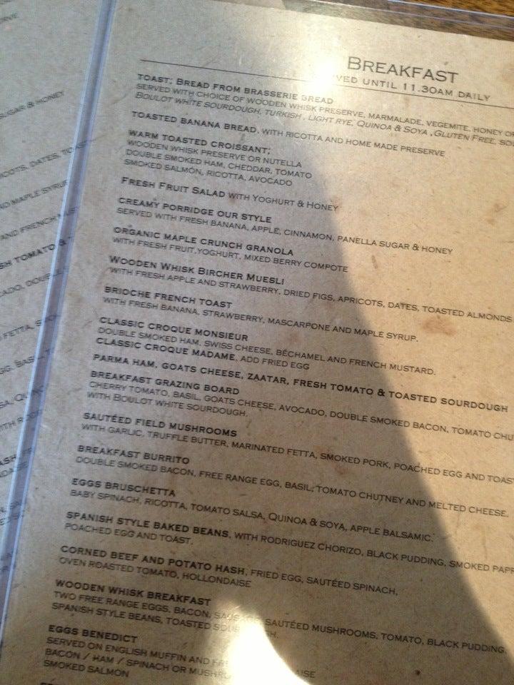 Menu at The Wooden Whisk cafe, St Leonards
