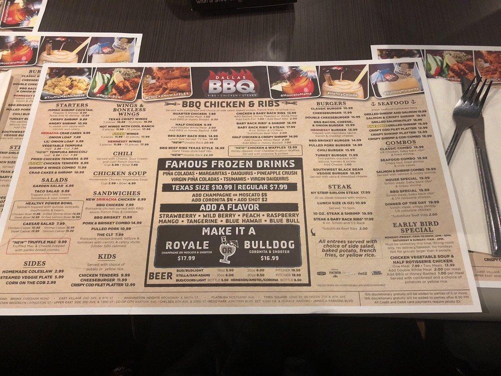 Menu at Dallas BBQ, New York City, 8914 Parsons Blvd