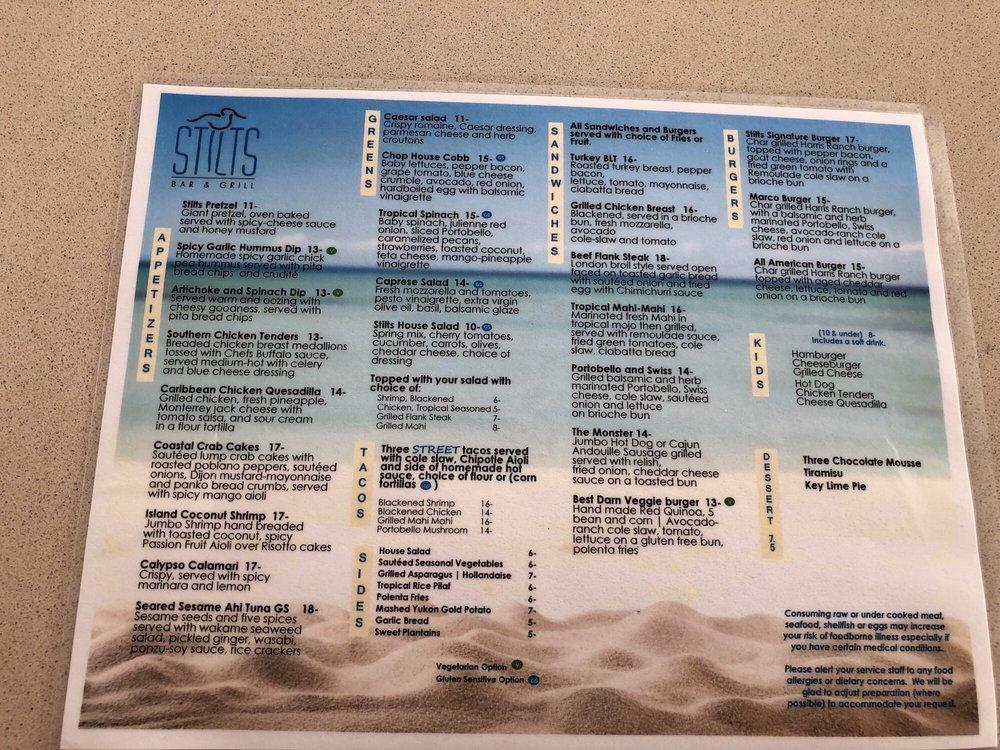 Menu at Stilts Bar & Grill, Marco Island