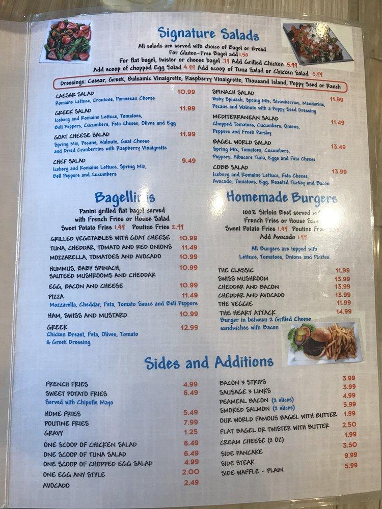 Menu at Bagel World Newmarket restaurant, Newmarket