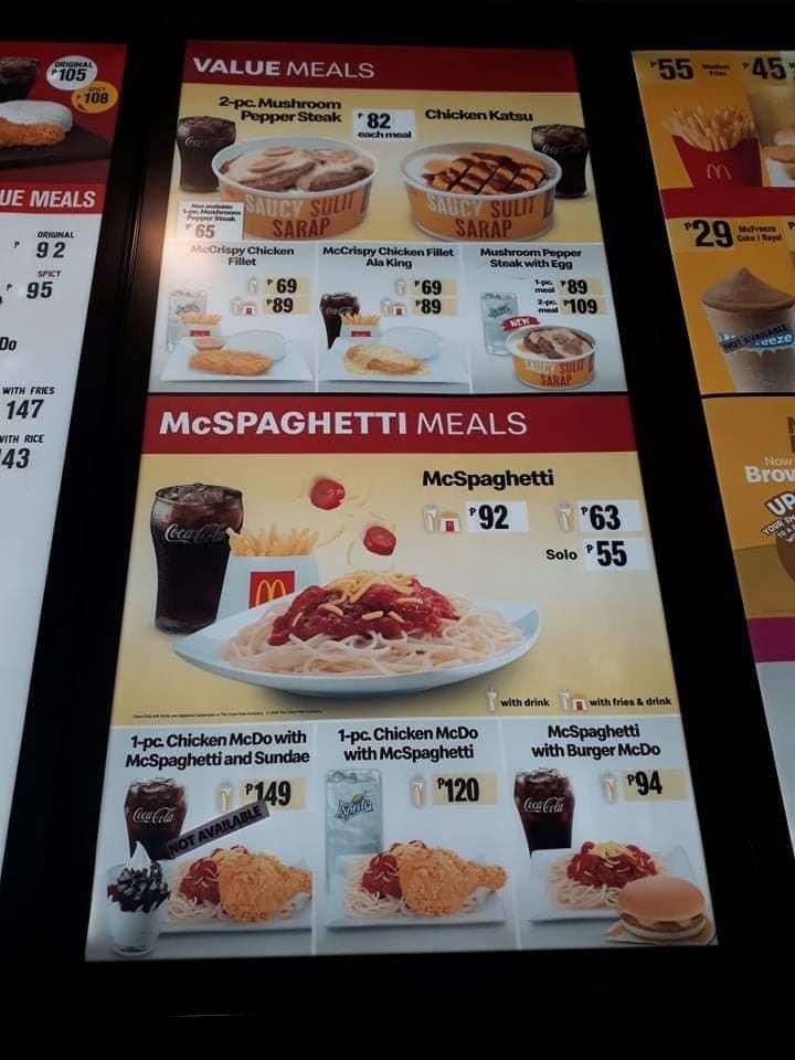 Carta Del Restaurante McDonald's, Tacurong