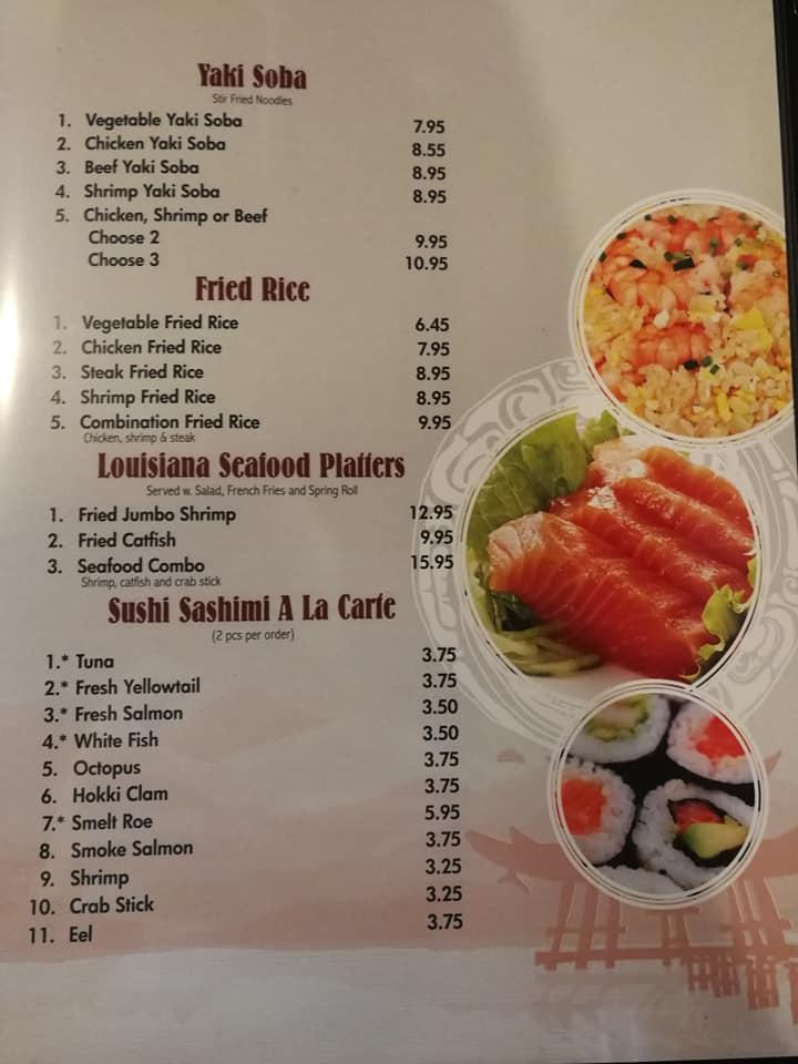 Menu at Yamato Steak House Of Japan steakhouse, Pontotoc
