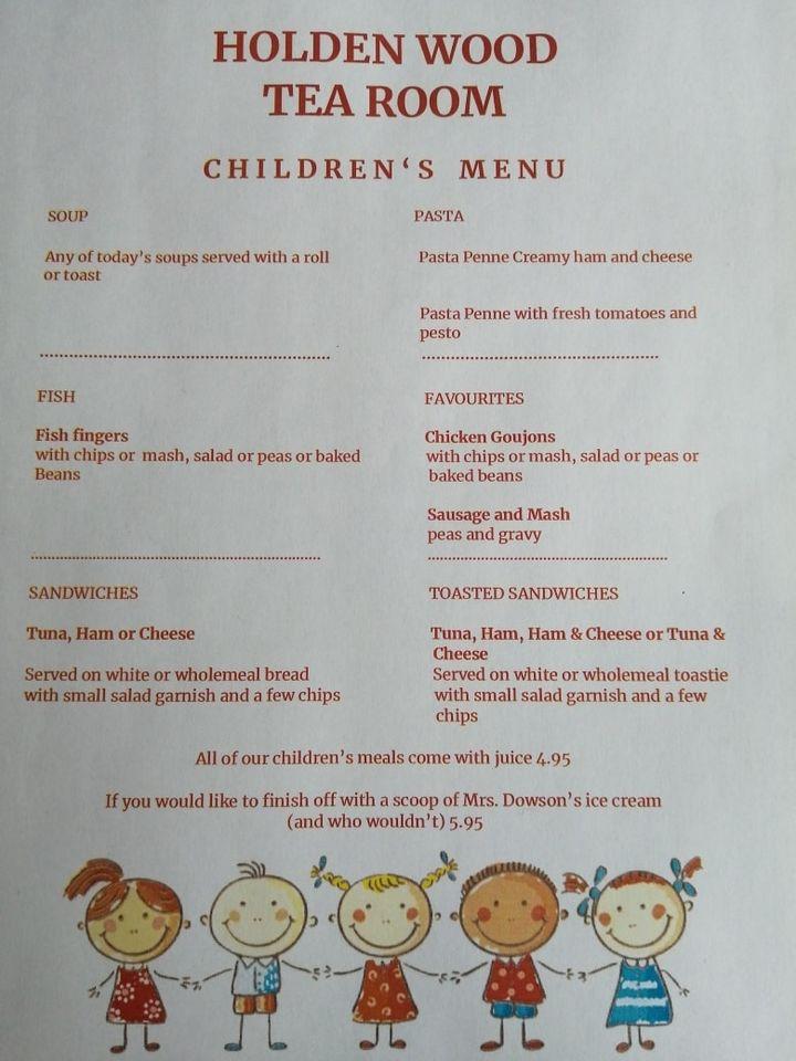 Menu at Holden Wood Antiques Ltd cafe, Haslingden