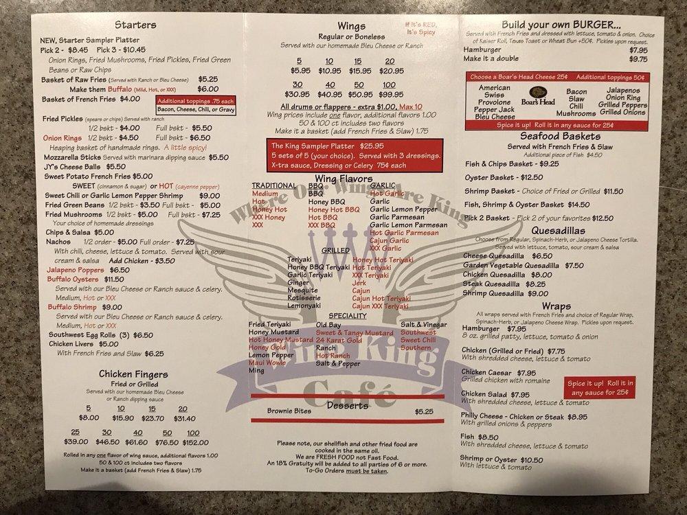 Menu at Wing King Cafe Charlotte NC, Charlotte, Carowinds Blvd