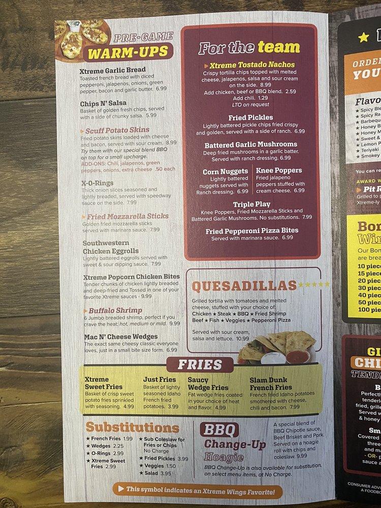 Menu at Xtreme Wings Sports Grille St Johns pizzeria, Fruit Cove