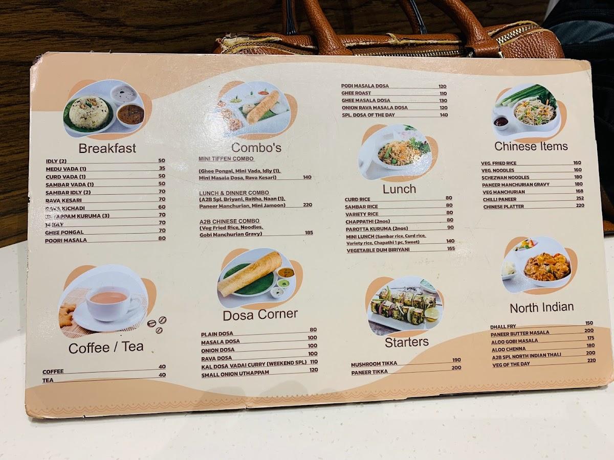 Menu At Adyar Ananda Bhavan - A2B, Chennai, Unit No. 89