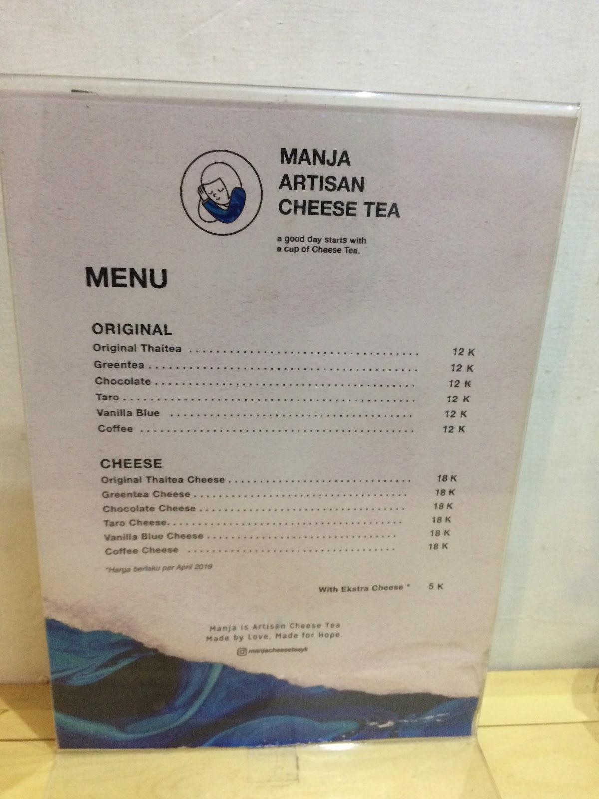 Menu at Manja Cheese Tea Jl. Paris pub & bar, Yogyakarta