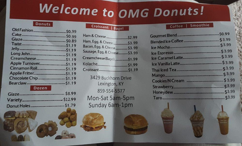 Menu at OMG Donuts pub & bar, Lexington