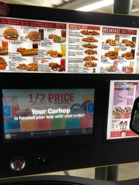 Menu at Sonic Drive-In fast food, Ponca City, 501 E Hartford Ave