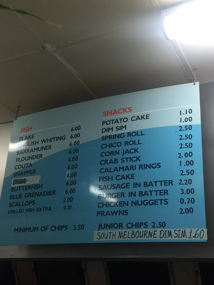 Menu at Wandin Fish & Chip Shop fast food, Wandin North