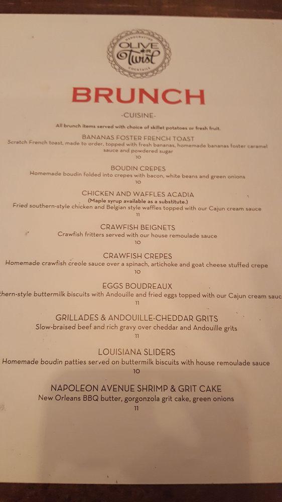 Menu at Olive or Twist pub & bar, Baton Rouge