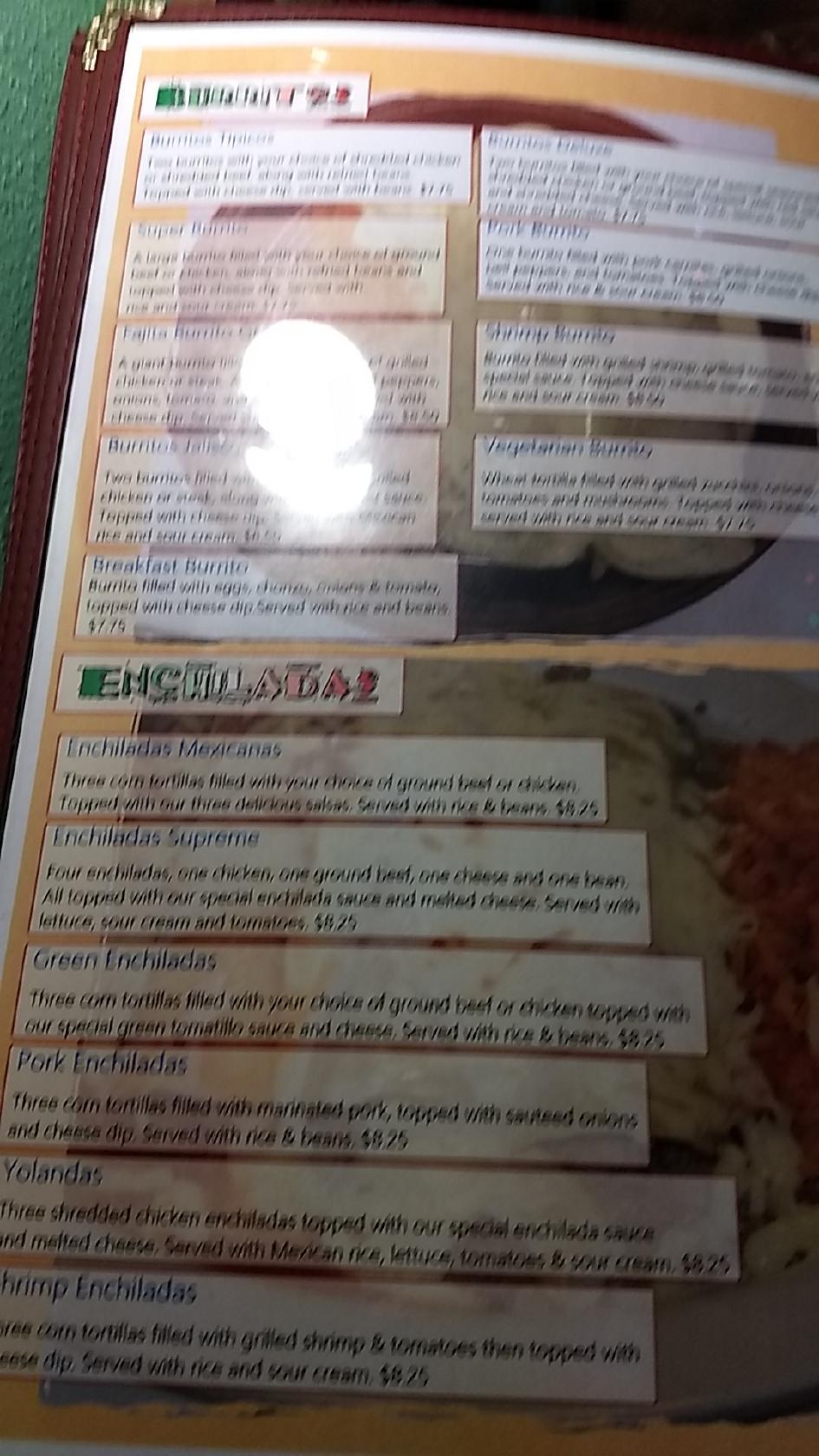 Menu at Tequila's Mexican Bar & Grill, Northwood