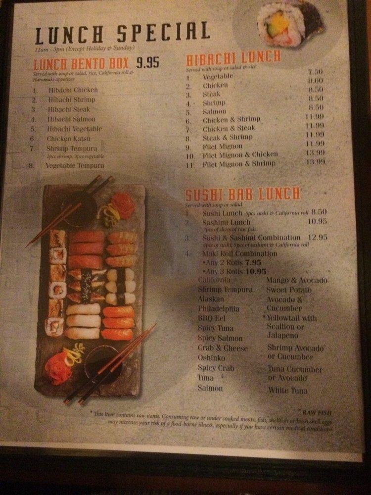 Menu at Wasabi Sushi & Hibachi restaurant, Chesterfield