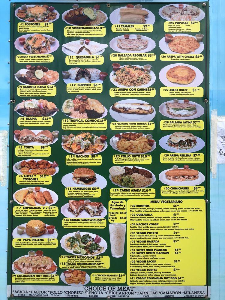 Menu at Exotic Latin Grill restaurant, Columbus