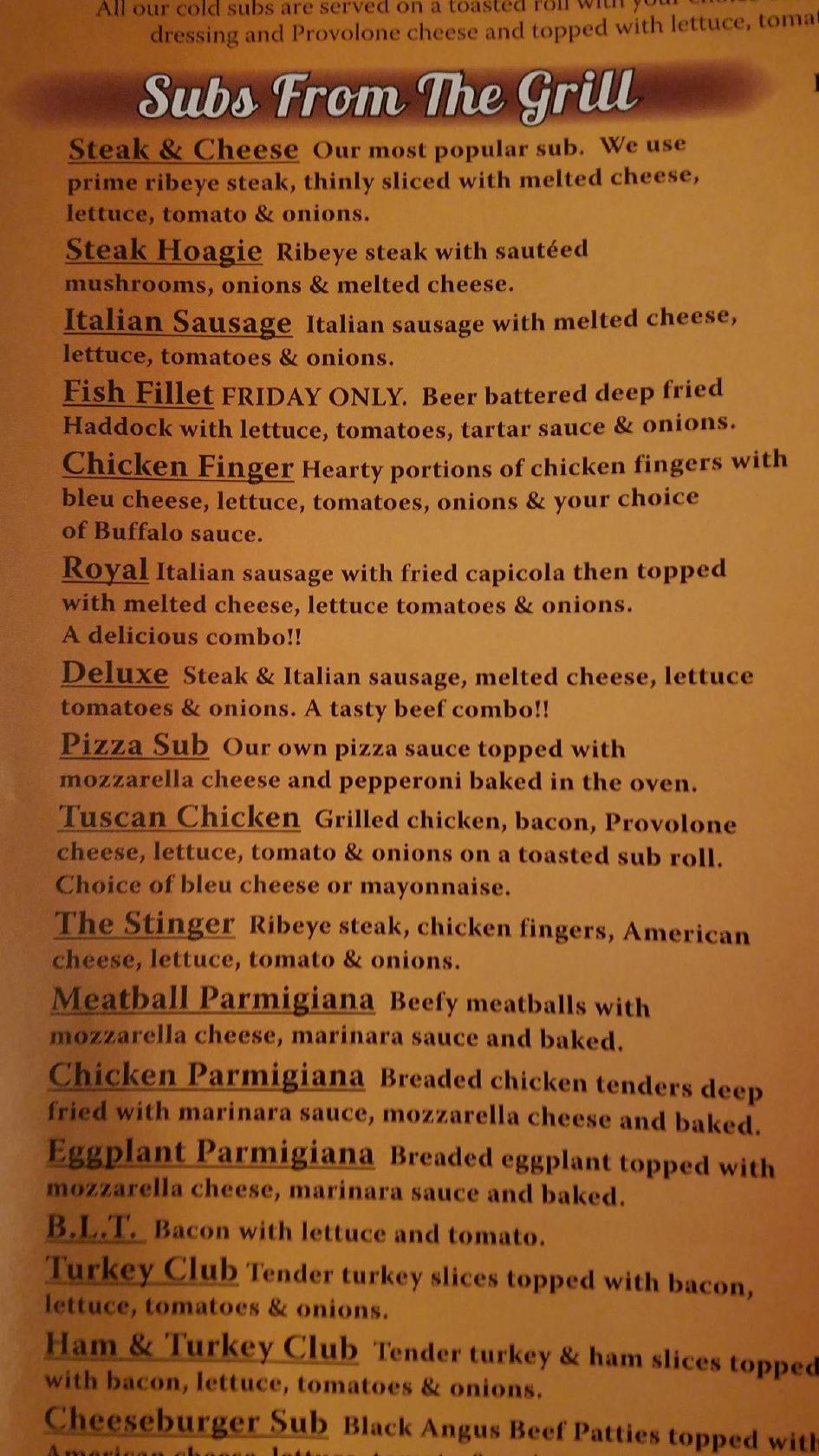 Menu at Pizza Delizia Italian Classics pizzeria, Elma