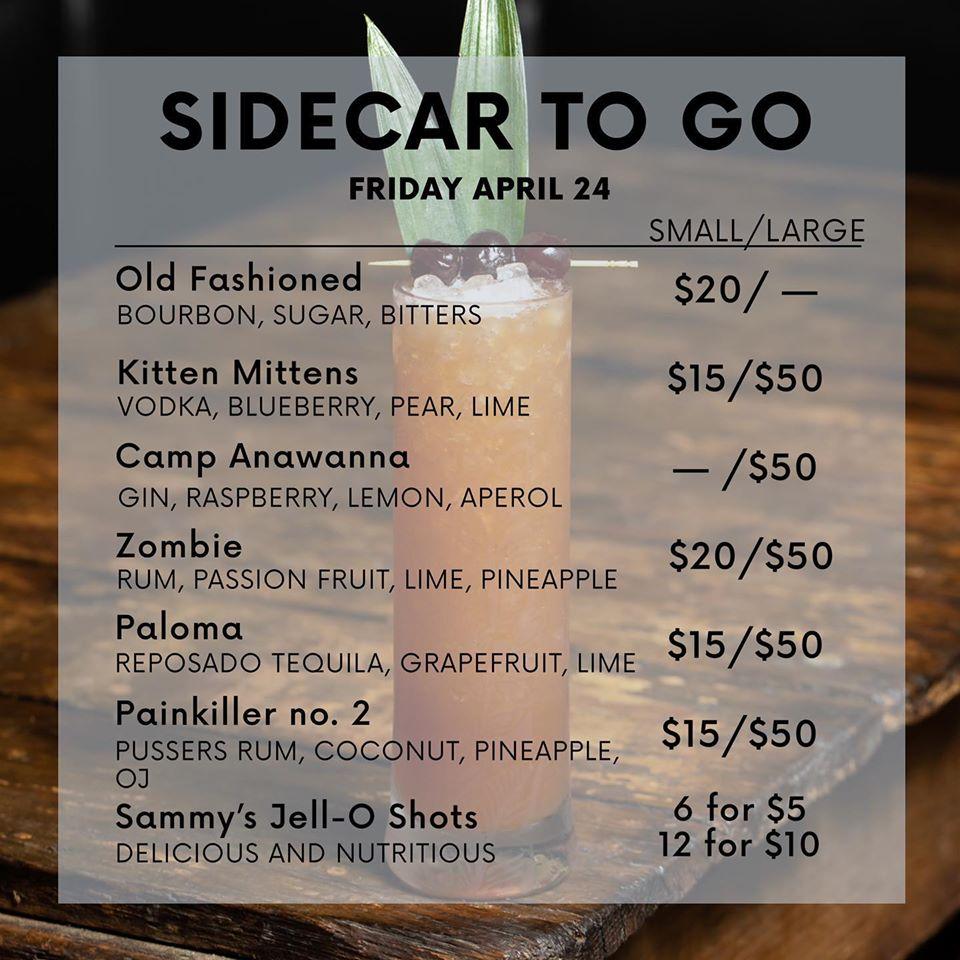 Menu at Sidecar pub & bar, Jacksonville