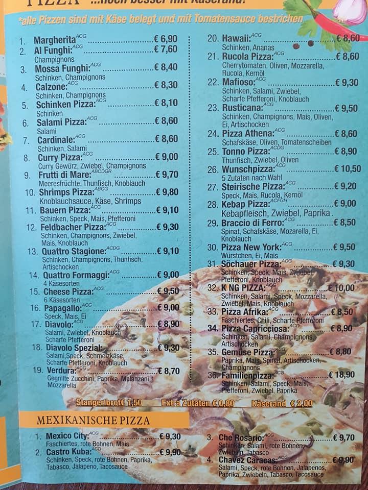 Speisekarte von KING Pizza Feldbach, Feldbach