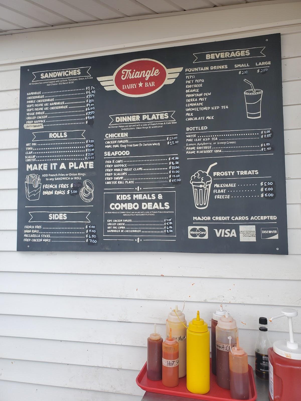 Menu at Triangle Dairy Bar, Whitefield
